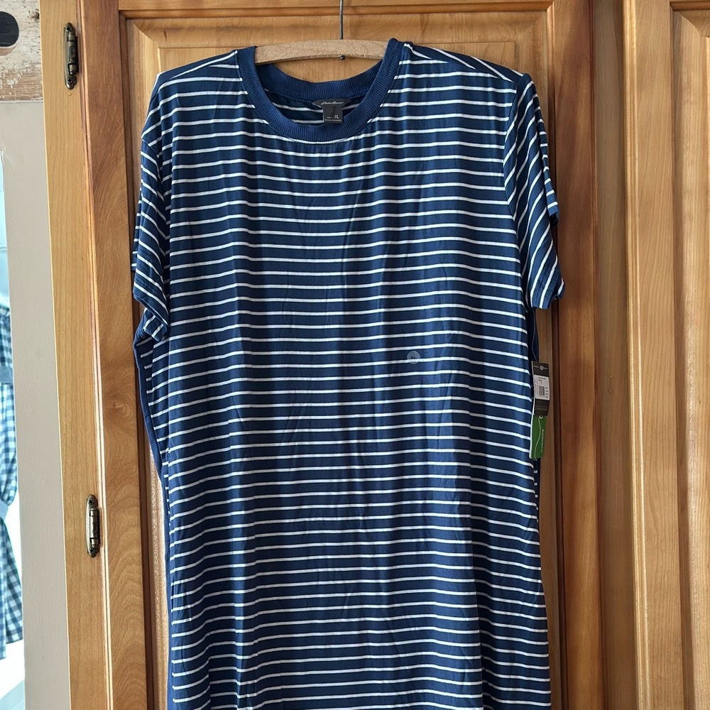 Eddie Bauer T Cover up, blue and white striped XL, Beyond Fiber material
